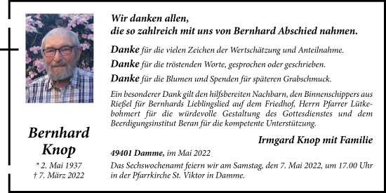 Anzeige von Bernhard Knop von OM-Medien