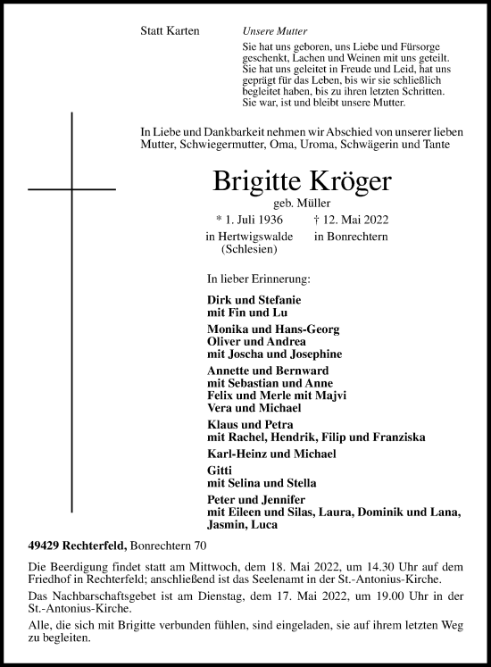 Anzeige von Brigitte Kröger von OM-Medien