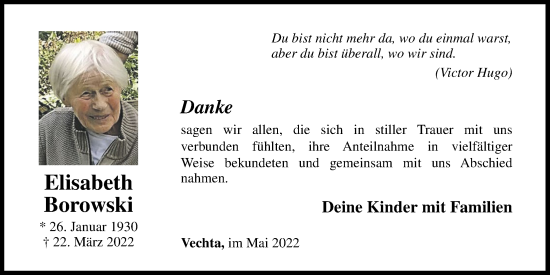 Anzeige von Elisabeth Borowski von OM-Medien