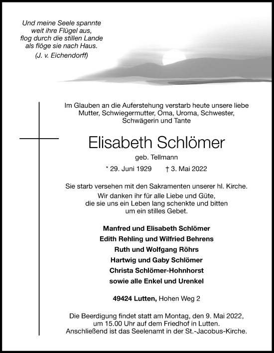 Anzeige von Elisabeth Schlömer von OM-Medien
