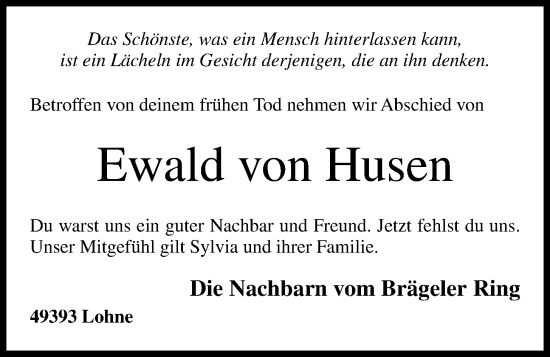 Anzeige von Ewald von Husen von OM-Medien