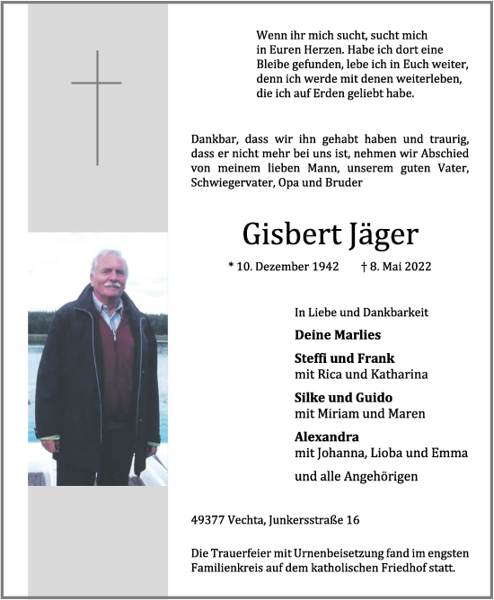 Anzeige von Gisbert Jäger von OM-Medien