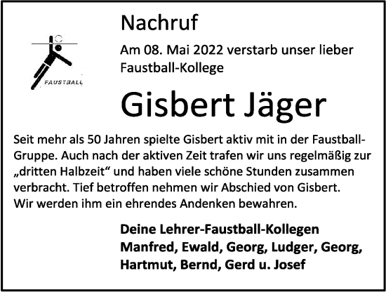 Anzeige von Gisbert Jäger von OM-Medien