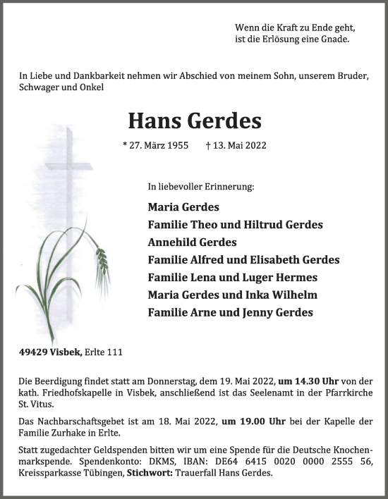 Anzeige von Hans Gerdes von OM-Medien