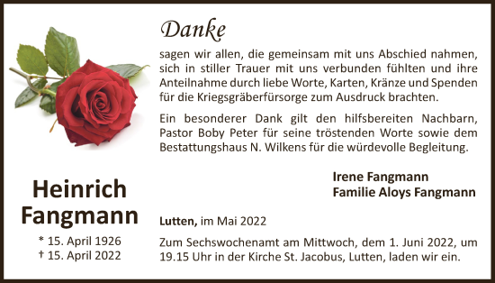 Anzeige von Heinrich Fangmann von OM-Medien