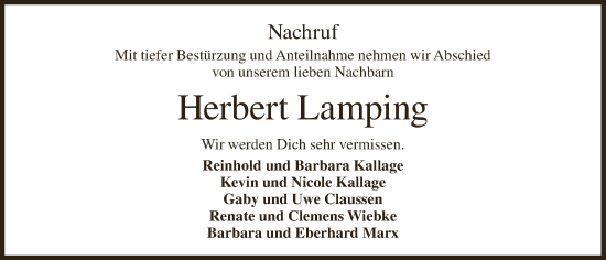Anzeige von Herbert Lamping von OM-Medien