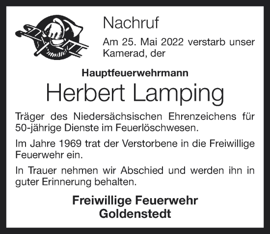 Anzeige von Herbert Lamping von OM-Medien