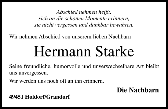 Anzeige von Hermann Starke von OM-Medien