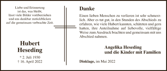 Anzeige von Hubert Heseding von OM-Medien