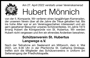 Anzeige von Hubert Mönnich von OM-Medien