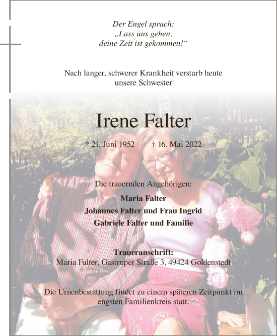 Anzeige von Irene Falter von OM-Medien
