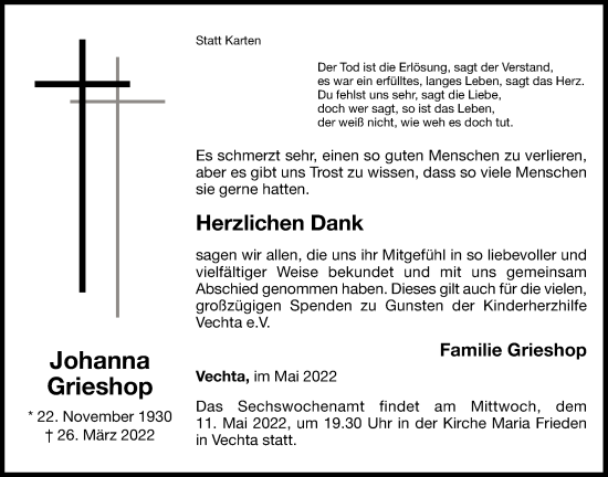 Anzeige von Johanna Grieshop von OM-Medien