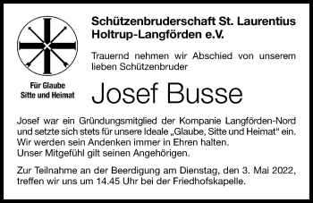 Anzeige von Josef Busse von OM-Medien