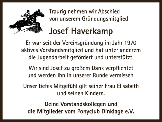 Anzeige von Josef Haverkamp von OM-Medien