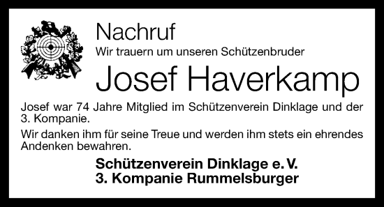 Anzeige von Josef Haverkamp von OM-Medien