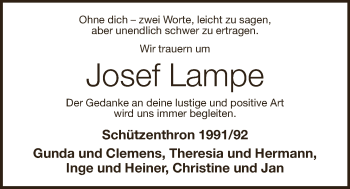 Anzeige von Josef Lampe von OM-Medien
