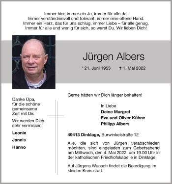 Anzeige von Jürgen Albers von OM-Medien