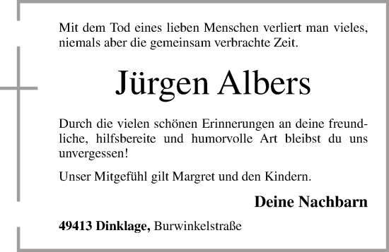 Anzeige von Jürgen Albers von OM-Medien