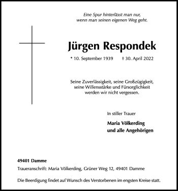 Anzeige von Jürgen Respondek von OM-Medien