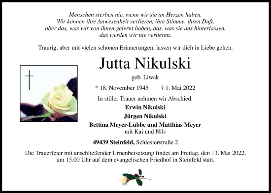 Anzeige von Jutta Nikulski von OM-Medien