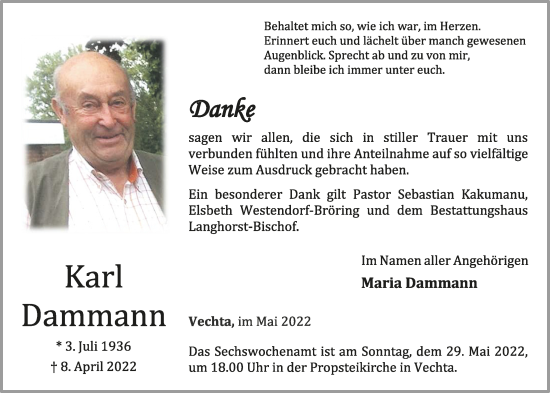 Anzeige von Karl Dammann von OM-Medien
