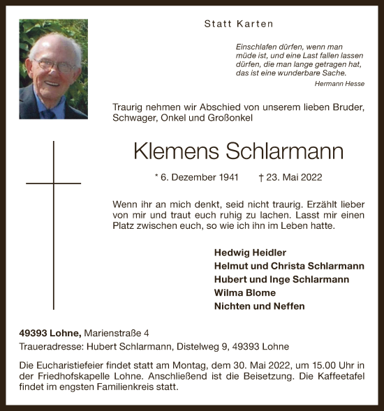 Anzeige von Klemens Schlarmann von OM-Medien