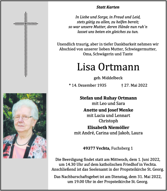 Anzeige von Lisa Ortmann von OM-Medien