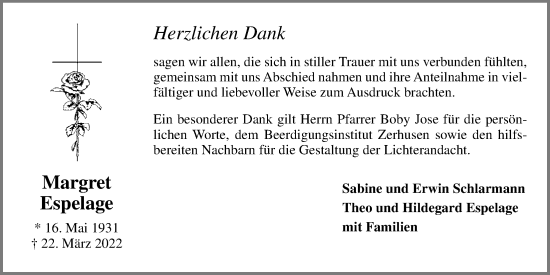 Anzeige von Margret Espelage von OM-Medien