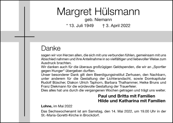 Anzeige von Margret Hülsmann von OM-Medien