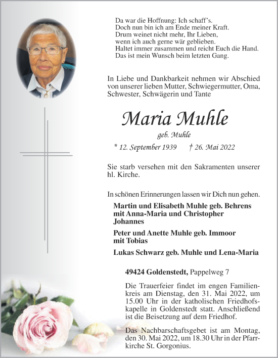Anzeige von Maria Muhle von OM-Medien
