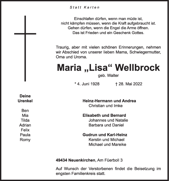 Anzeige von Maria Wellbrock von OM-Medien