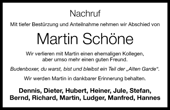 Anzeige von Martin Schöne von OM-Medien