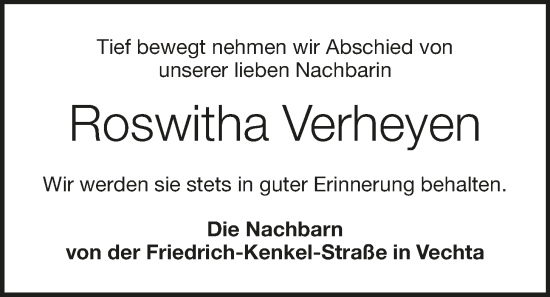Anzeige von Roswitha Verheyen von OM-Medien