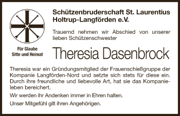 Anzeige von Theresia Dasenbrock von OM-Medien