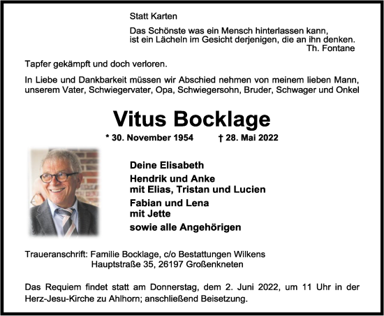Anzeige von Vitus Bocklage von OM-Medien