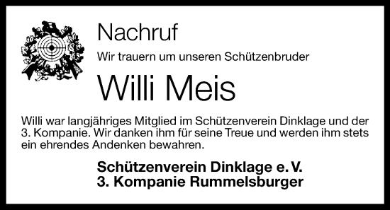 Anzeige von Willi Meis von OM-Medien
