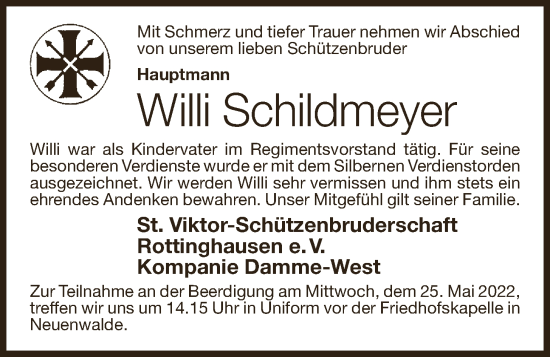 Anzeige von Willi Schildmeyer von OM-Medien