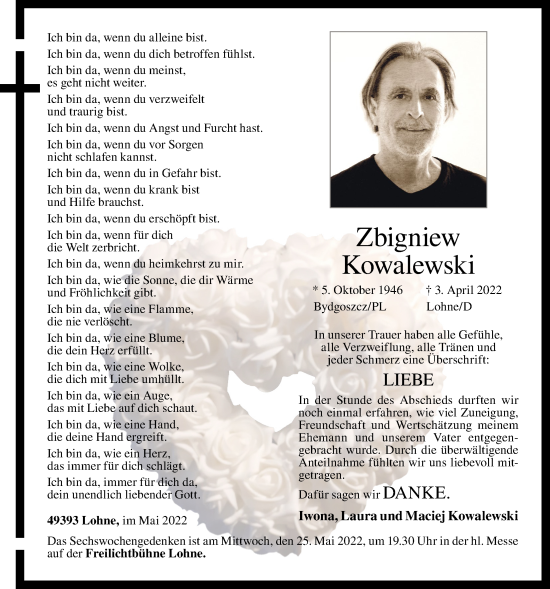 Anzeige von Zbigniew Kowalewski von OM-Medien