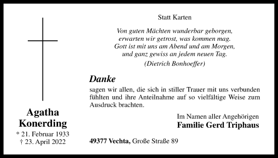 Anzeige von Agatha Konerding von OM-Medien