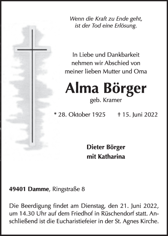 Anzeige von Alma Böger von OM-Medien