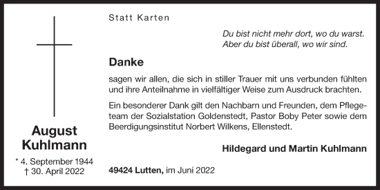 Anzeige von August Kuhlmann von OM-Medien