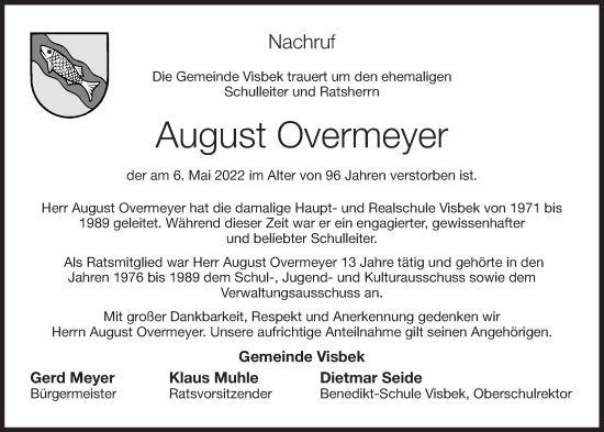 Anzeige von August Overmeyer von OM-Medien