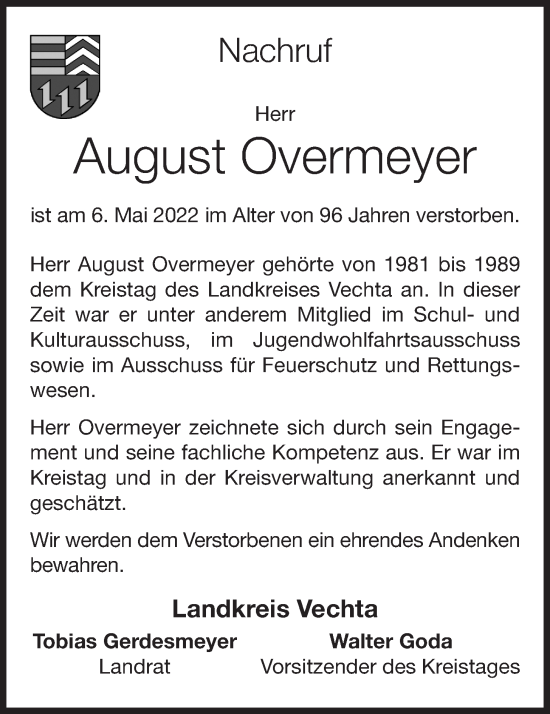 Anzeige von August Overmeyer von OM-Medien