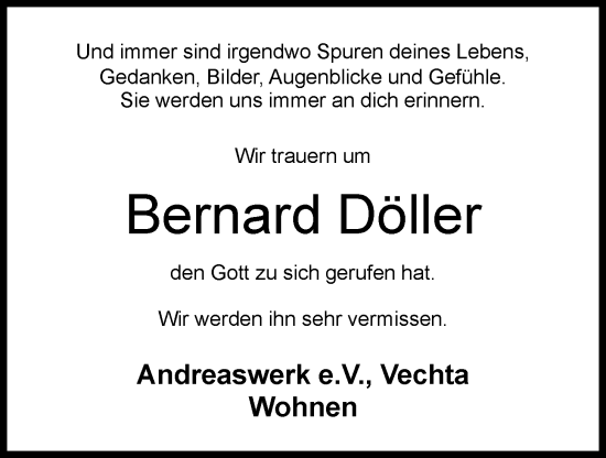 Anzeige von Bernard Döller von OM-Medien