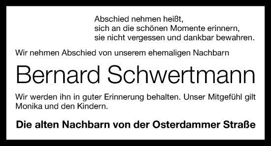 Anzeige von Bernard Schwertmann von OM-Medien