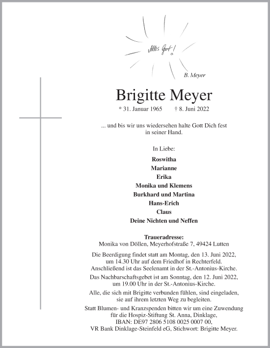 Anzeige von Brigitte Meyer von OM-Medien