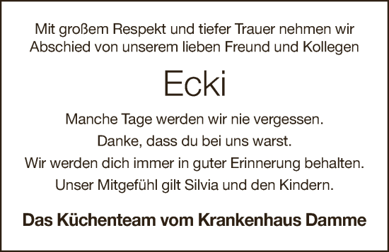 Anzeige von Egbert  kleine Kruthaup von OM-Medien