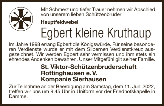 Anzeige von Egbert  kleine Kruthaup von OM-Medien