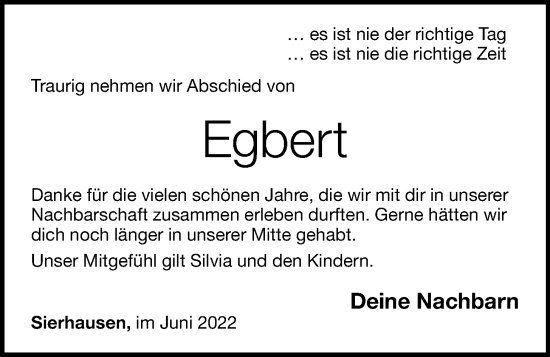 Anzeige von Egbert  kleine Kruthaup von OM-Medien