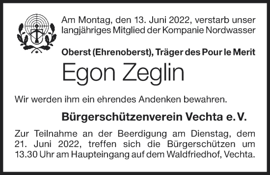 Anzeige von Egon Zeglin von OM-Medien